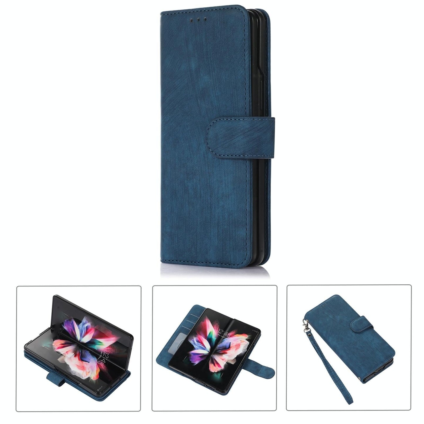 NNEDSZ Samsung Galaxy Z Fold 4 Leather Phone Case With Pen Slot - Horizontal Flip
