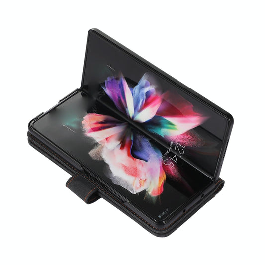 NNEDSZ Samsung Galaxy Z Fold 4 Leather Phone Case With Pen Slot - Horizontal Flip